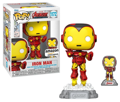 اکشن فیگور اسپشیال 9 سانتی فانکو پاپ مرد آهنی همراه با پین فلزی مدل Funko POP - Marvel - Avengers Beyond Earth's Mightiest - Iron Man - Bobble Head with Pin - Exclusive _اسباب بازی